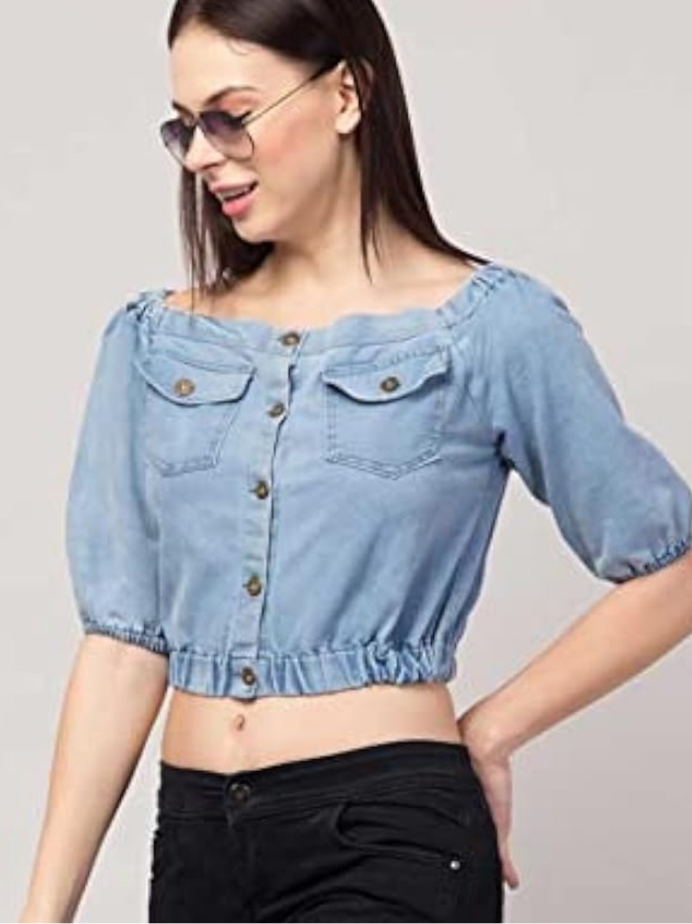 Stretchy denim blouse xs